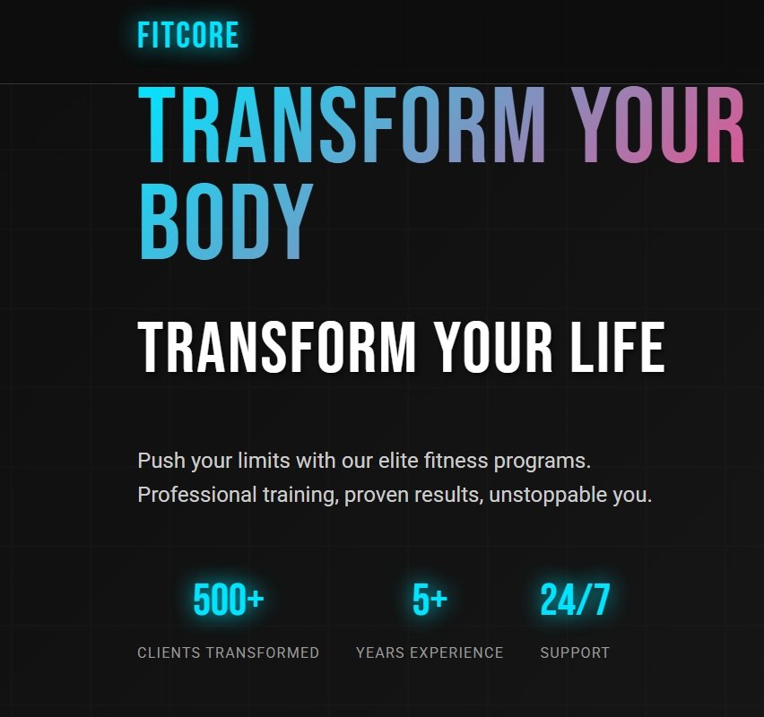 FitCore Gym Website